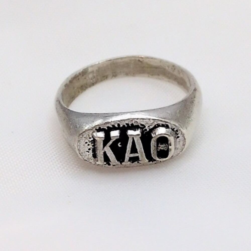 Vintage Sterling Silver Kappa Alpha Theta ΚΑΘ Sorority Signet Pinky Ring 2.75